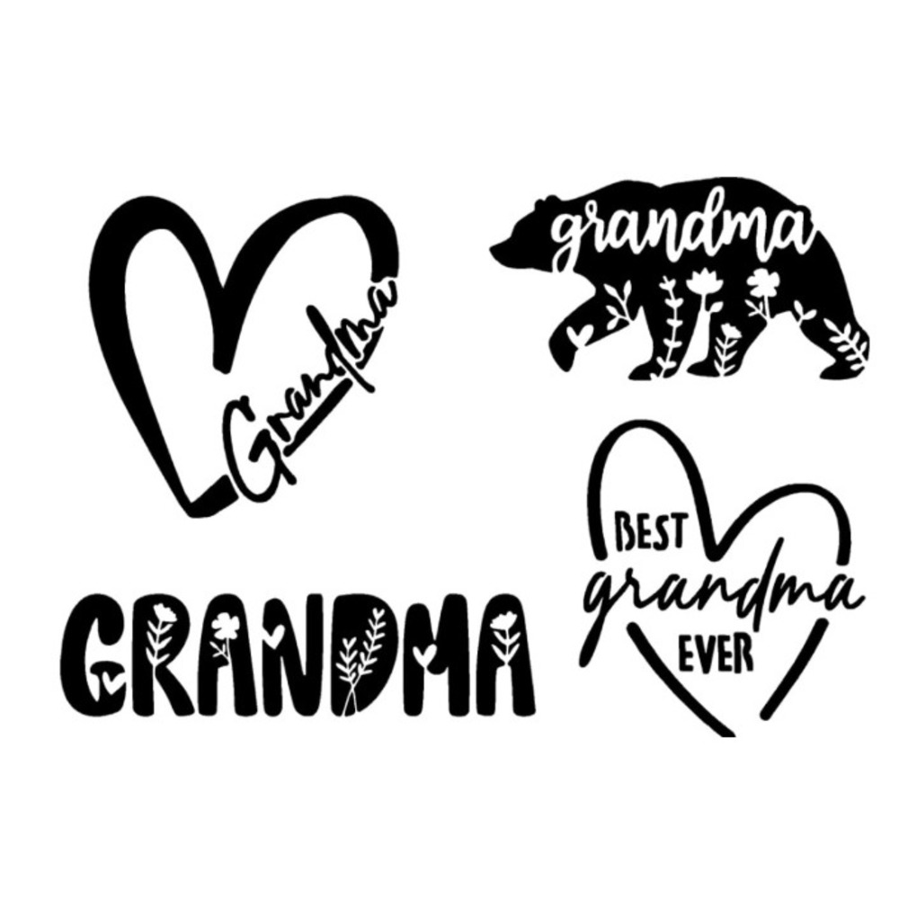 Grandma Vinyl Decal Stickers 5 in  Heart Bear Best Grandma Ever Black NEW